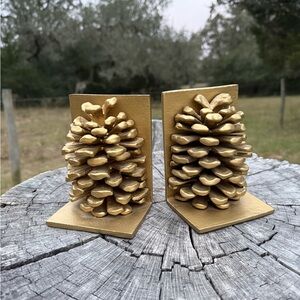 Gold Pinecone Bookends